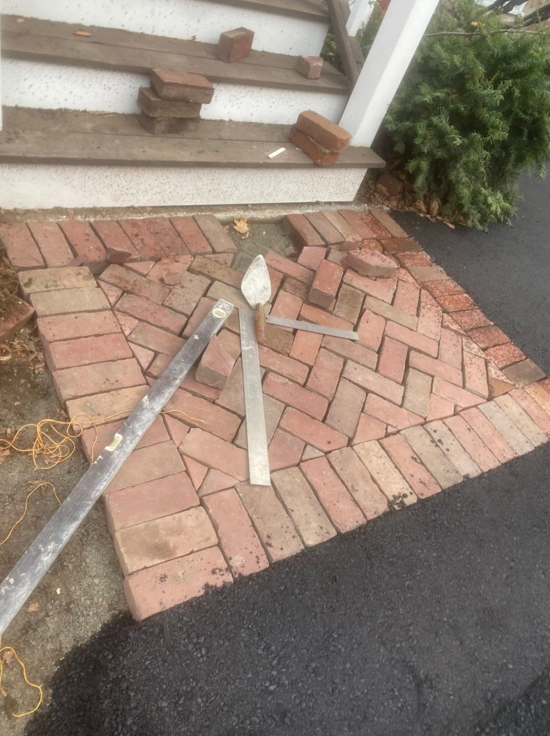 Brick herringbone walkway, Boston MA