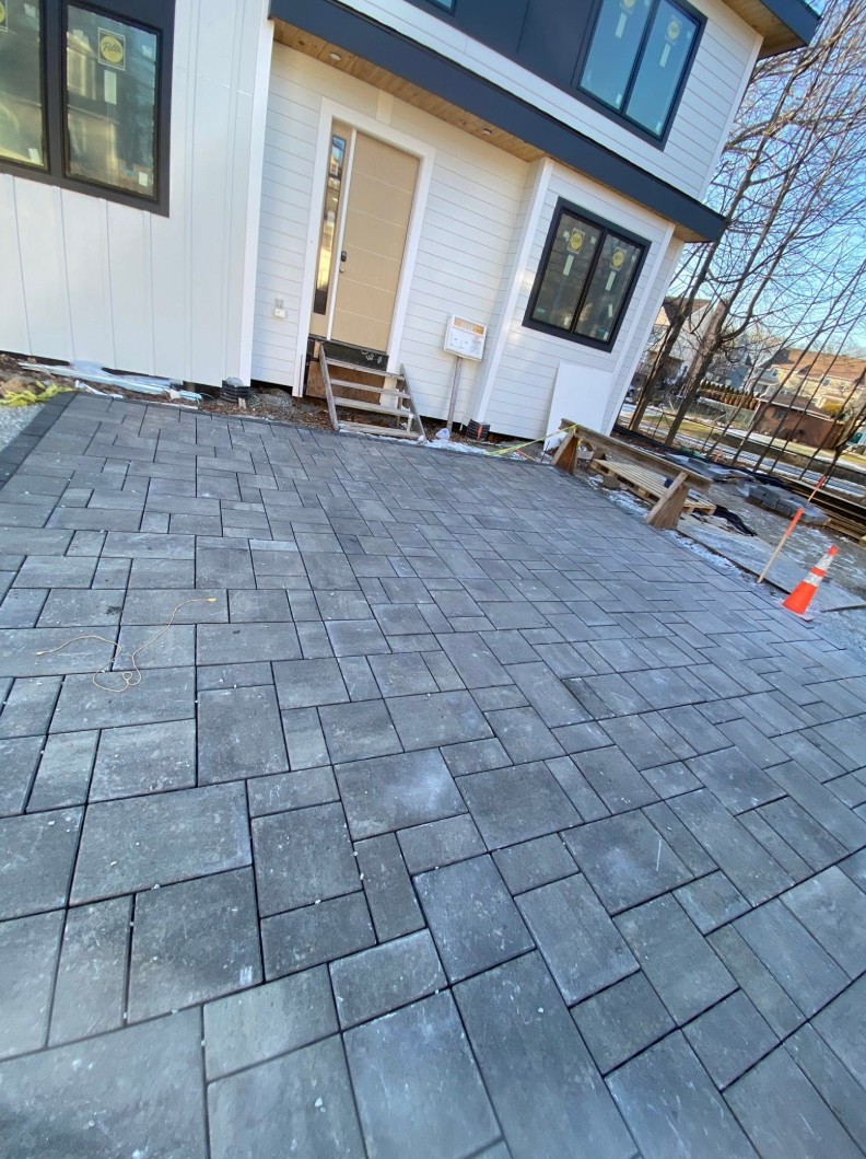 Finished paver patio, Boston MA